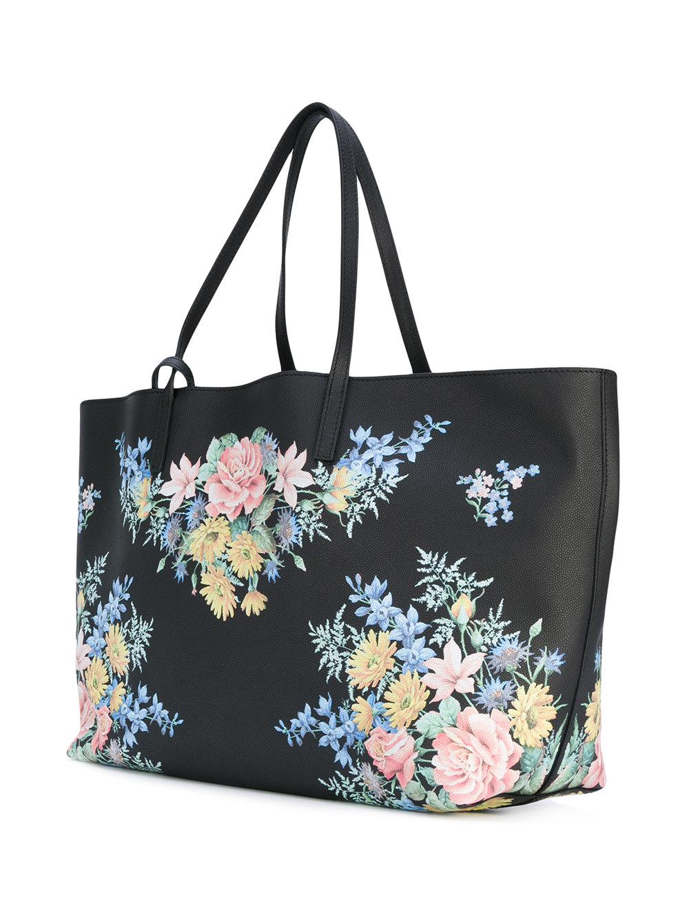 Alexander McQueen Leather Floral Tote Bag in Black - Lyst