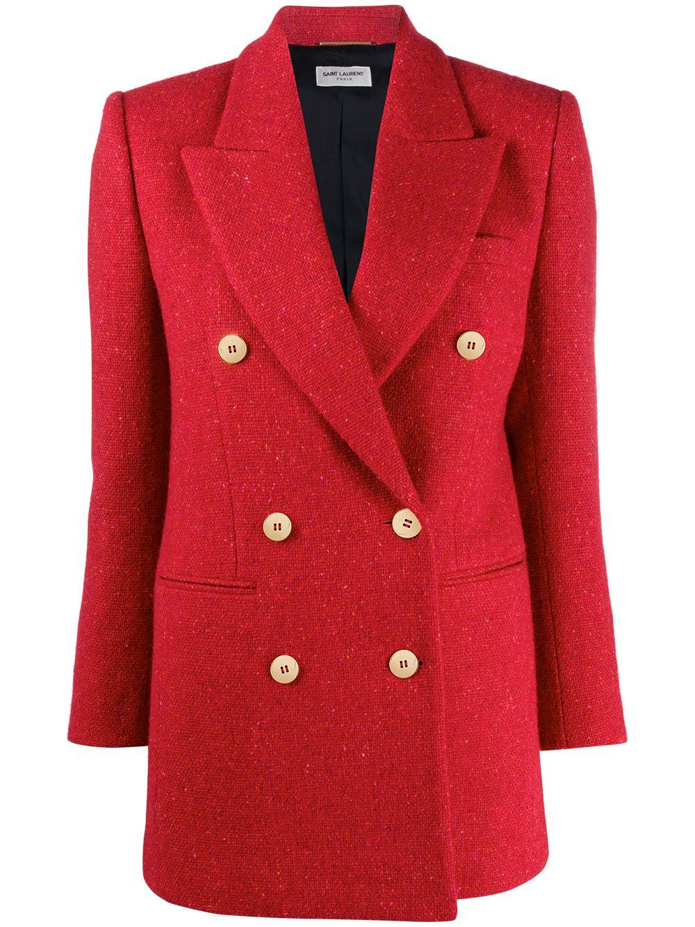 Saint Laurent Doublebreasted Blazer in Red Lyst