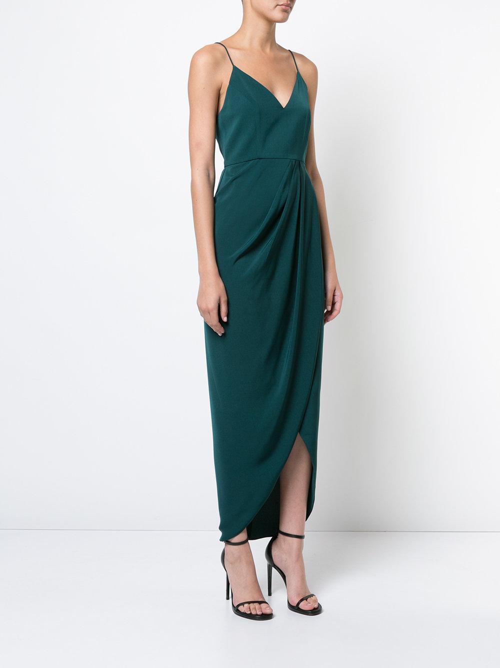 Shona Joy Draped Wrap-effect Dress in Green - Lyst
