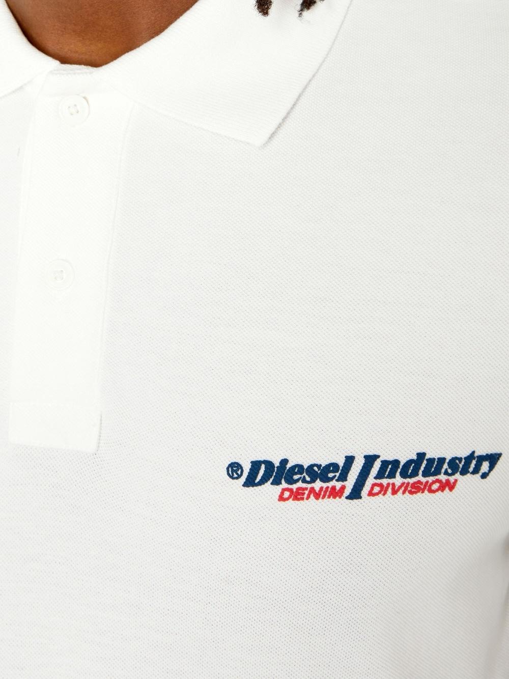 DIESEL Logo-embroidered Cotton Polo Shirt in White | Lyst