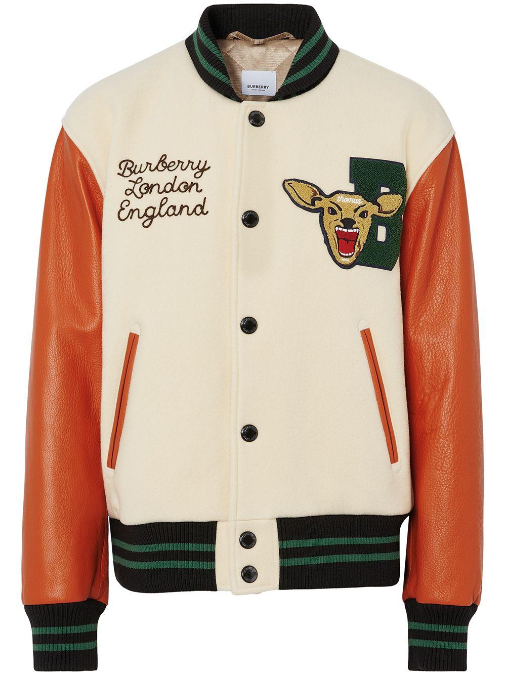 Burberry Varsity Wool Bomber Jacket in White for Men | Lyst