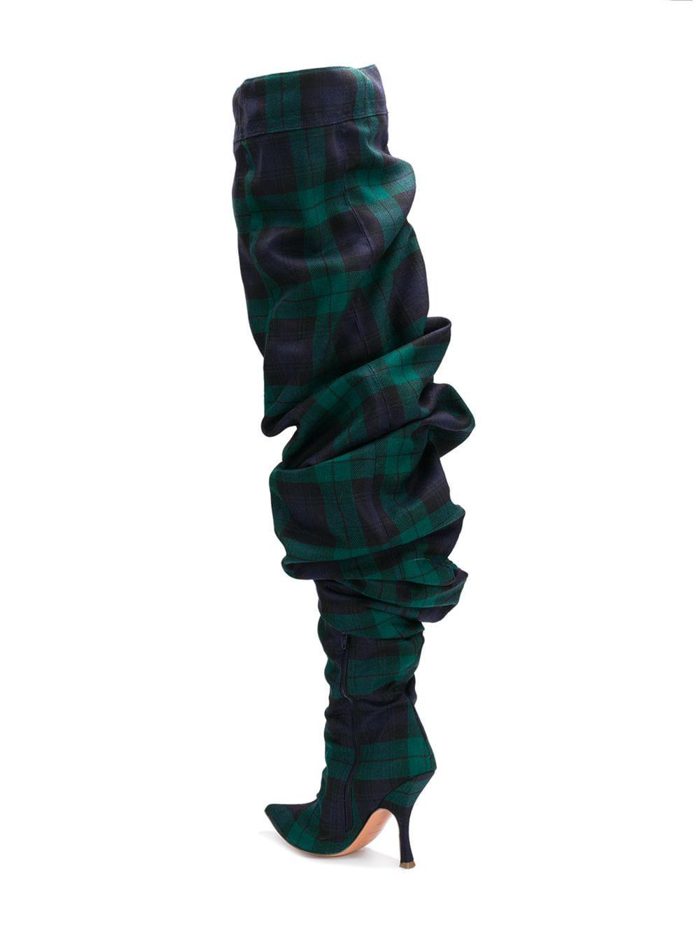 tartan thigh high boots