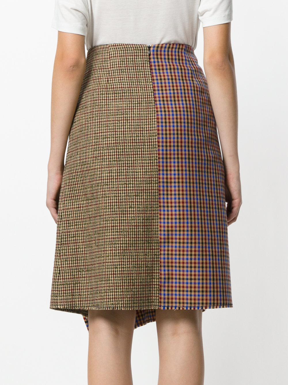 Golden Goose Deluxe Brand Wool Asymmetric Dogtooth Skirt in Brown - Lyst