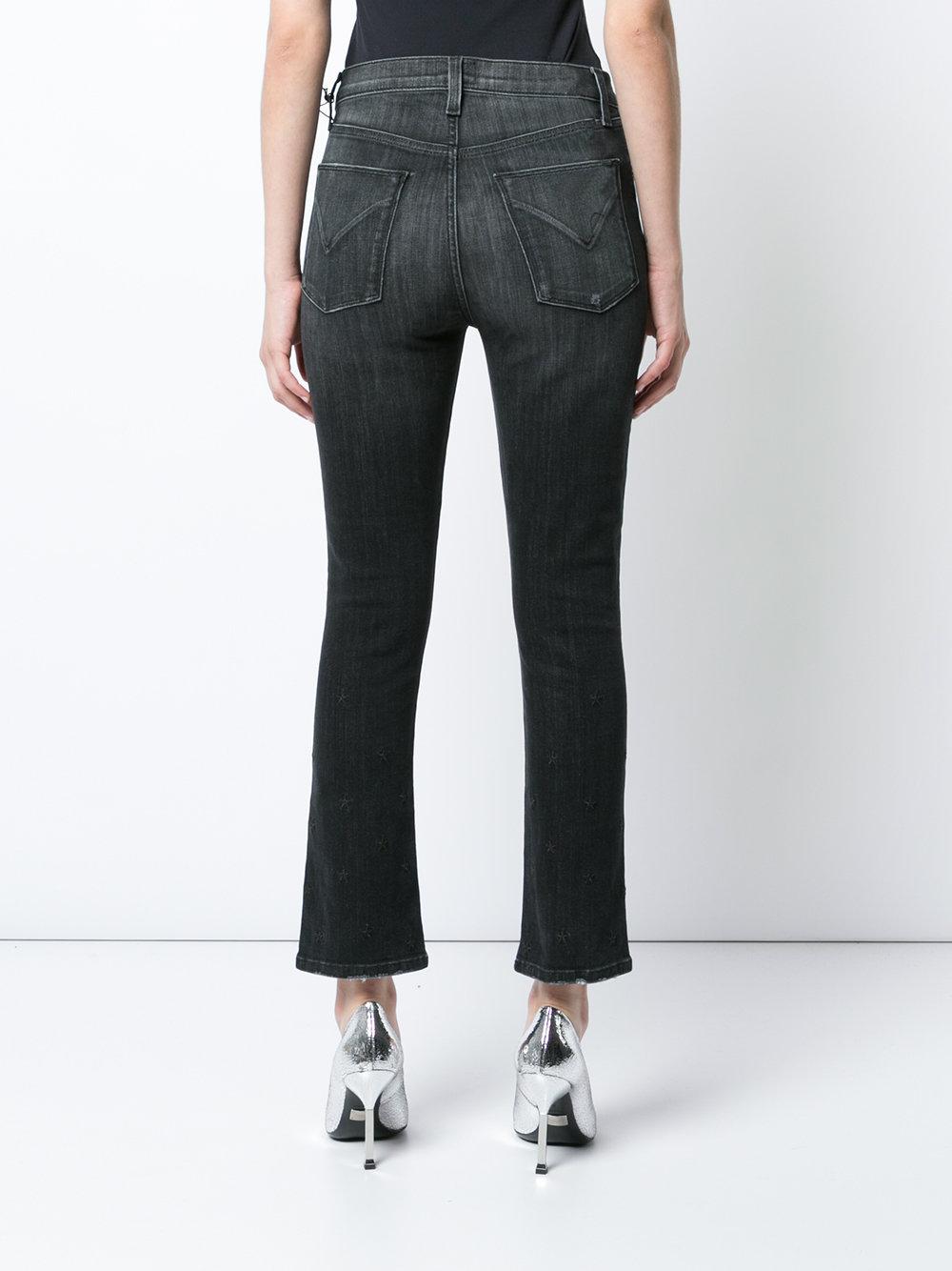 Hudson Jeans Denim Kick Flare High Rise Cropped Jeans in Black - Lyst