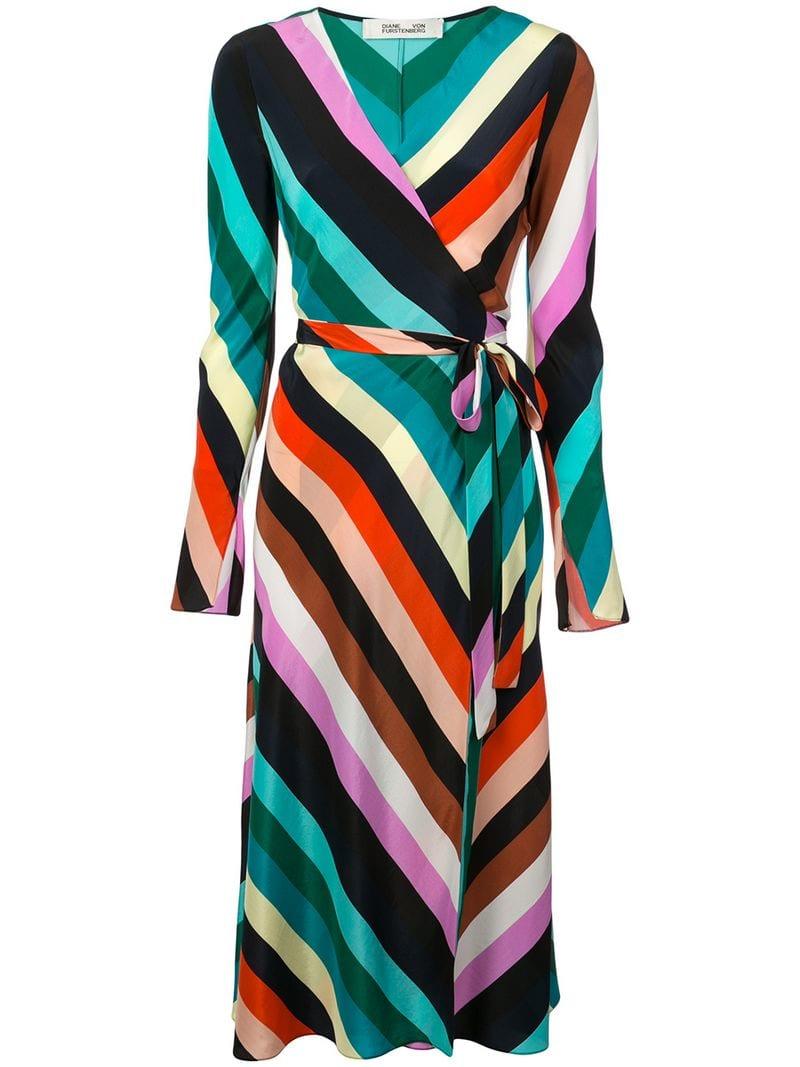 Dvf striped wrap dress top