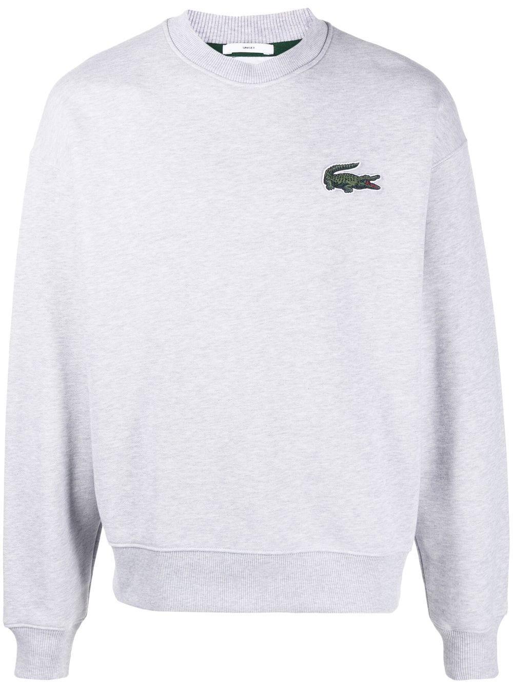 Lacoste Logo-patch Long-sleeve Sweatshirt in White for Men | Lyst