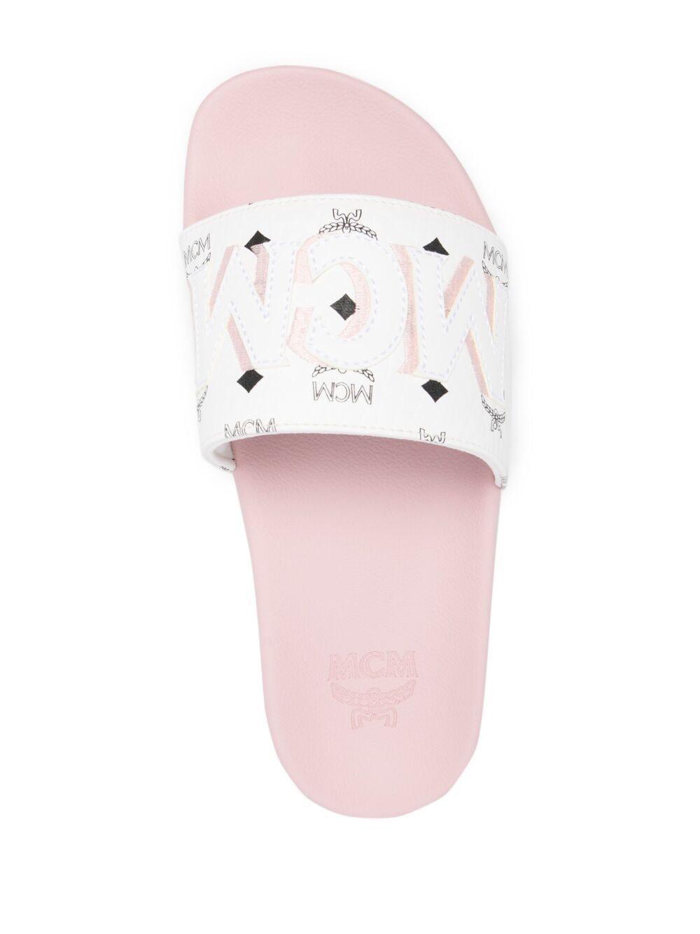 MCM Logo Print Slides in Pink Lyst