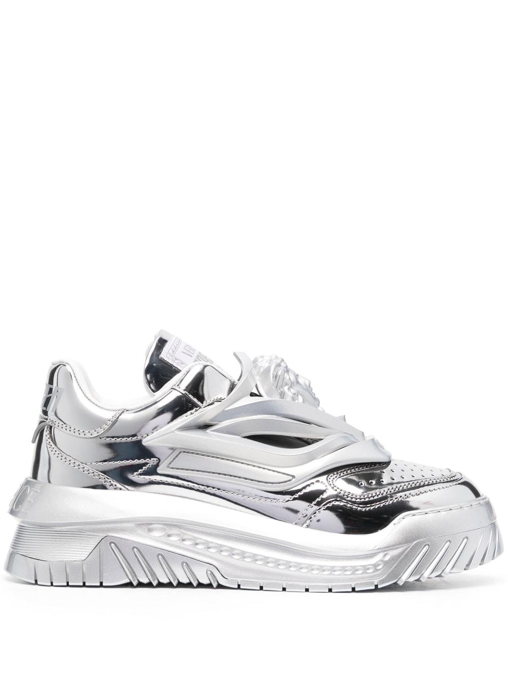 Versace Odissea Metallic Sneakers in White | Lyst