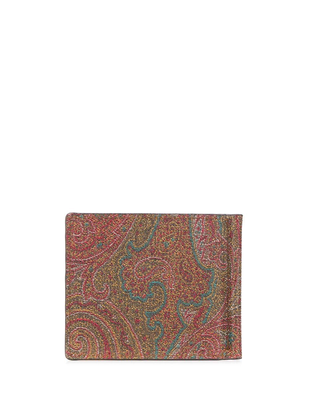 Etro Leather Paisley Print Bifold Wallet in Brown for Men - Lyst
