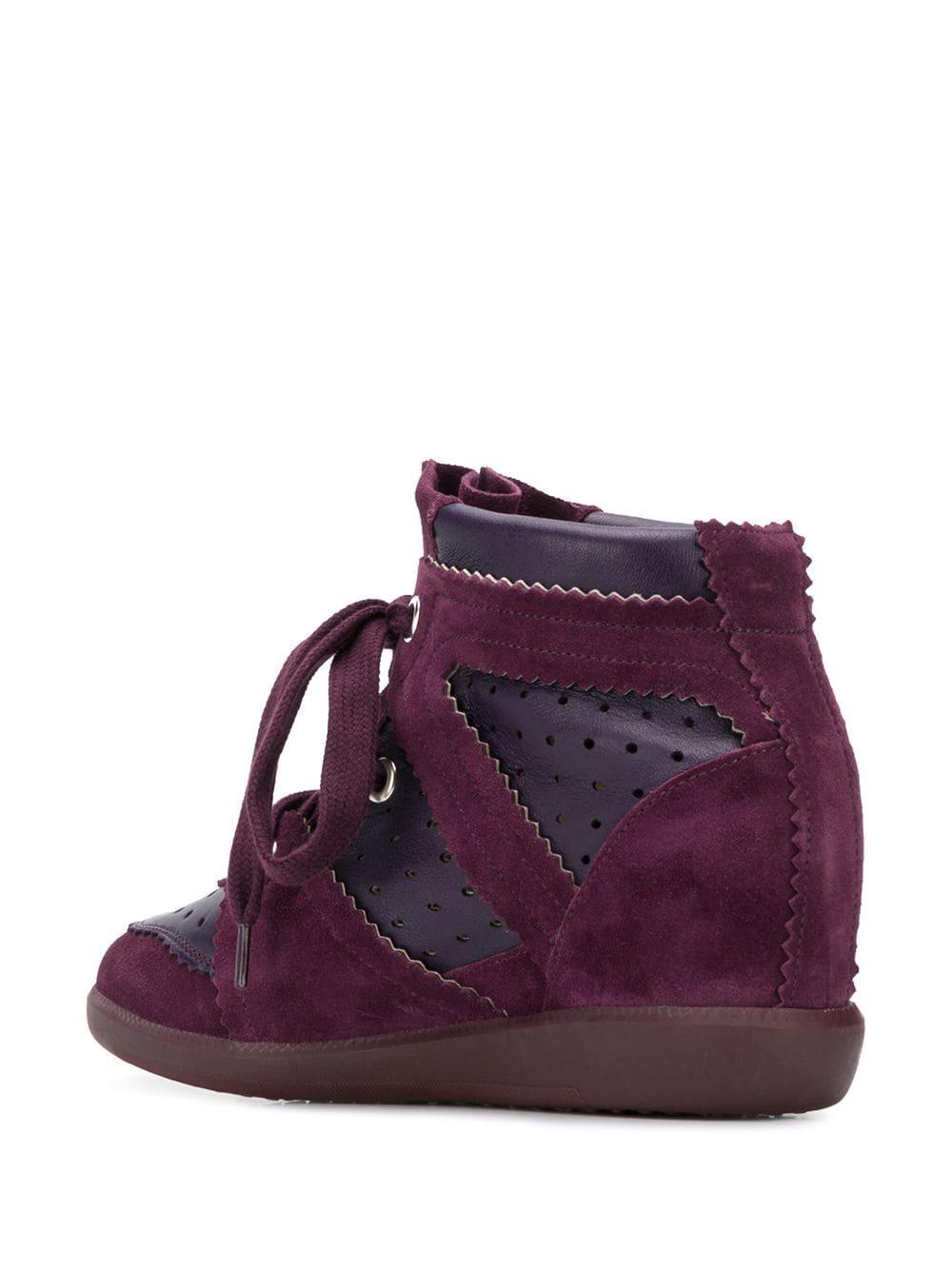 Isabel Marant Suede Bobby Wedge Sneakers in Purple - Lyst