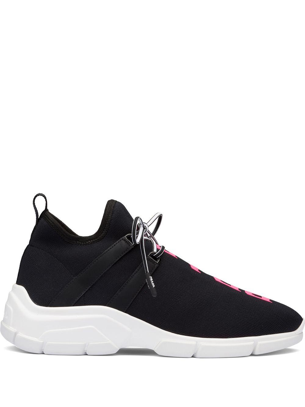 Prada Logo Knit Sneakers in Black Lyst UK