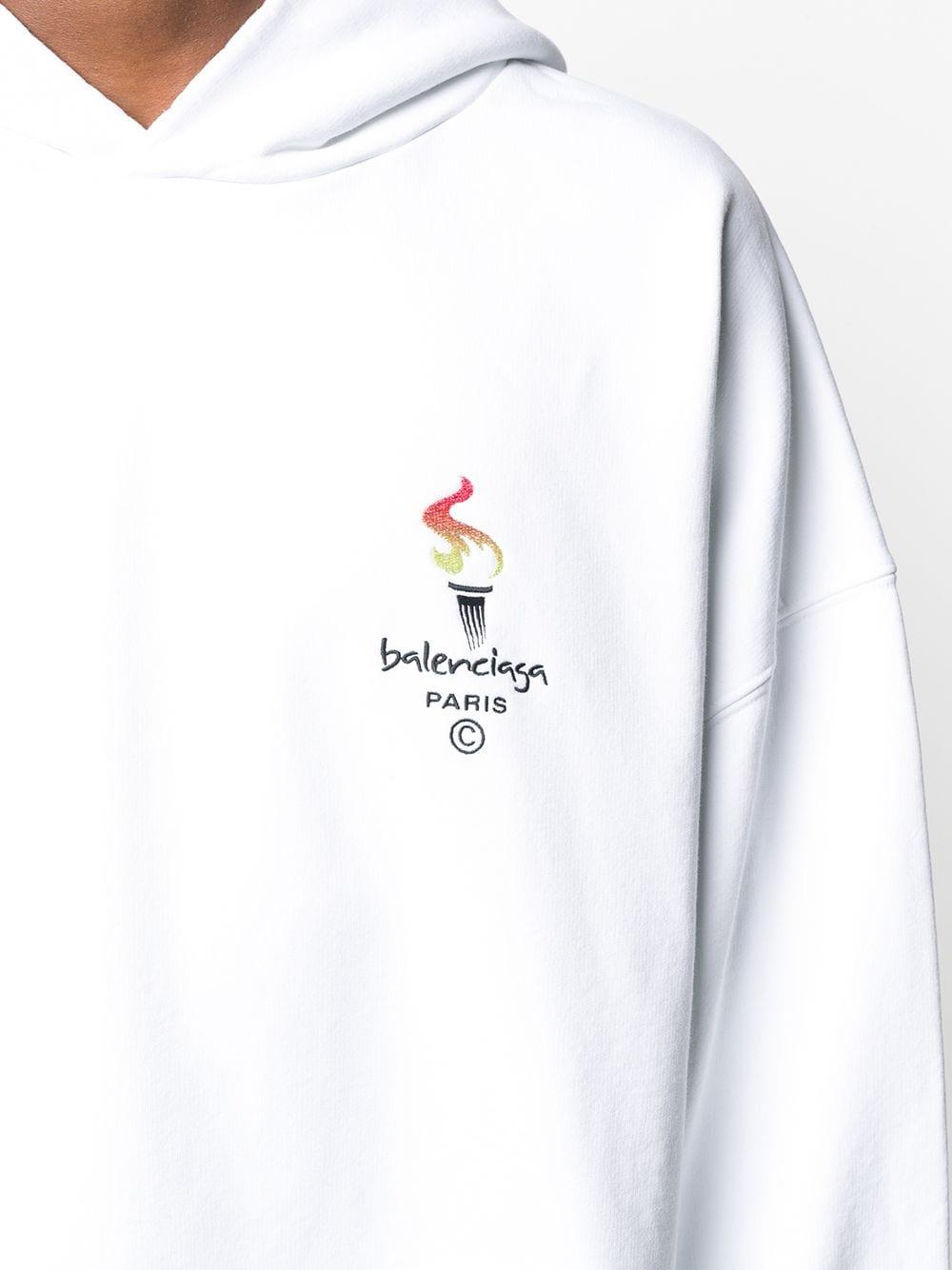 Balenciaga Men's White Paris Olympics Embroidery Hoodie