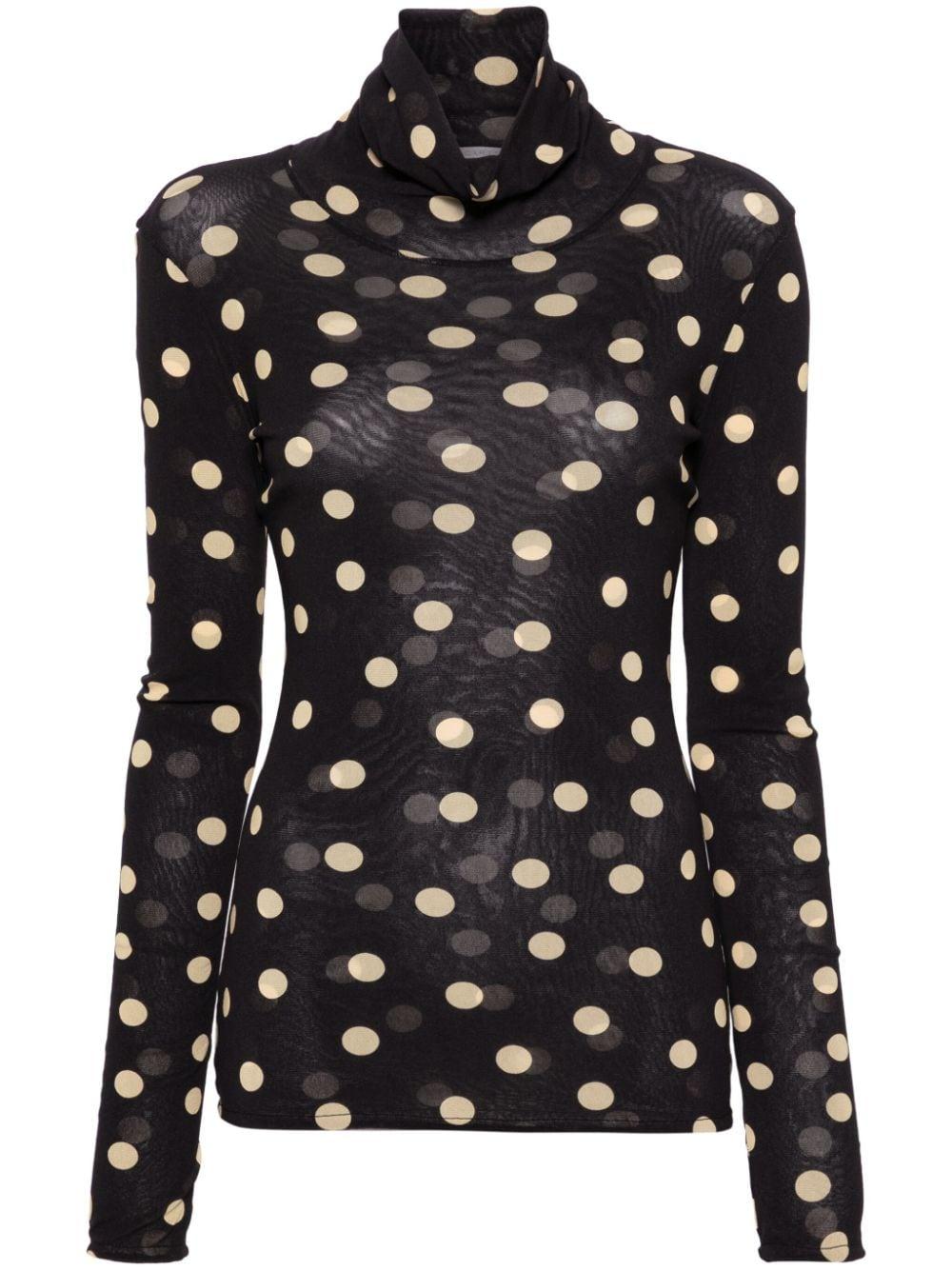 Black and white polka dot turtleneck 2025