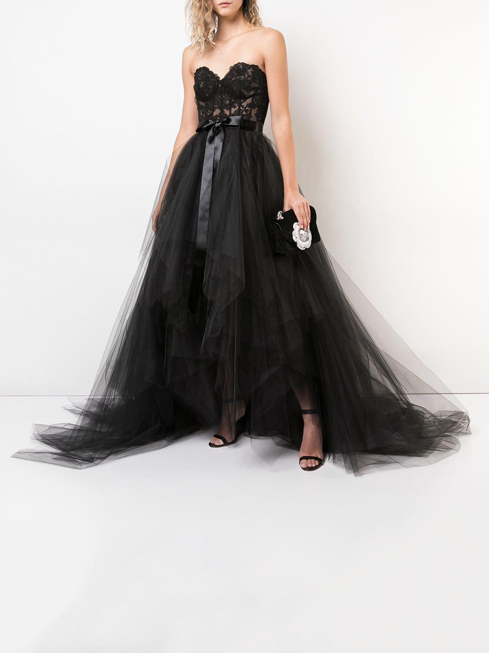 Renta Synthetic Lace Bustier Tulle Gown 