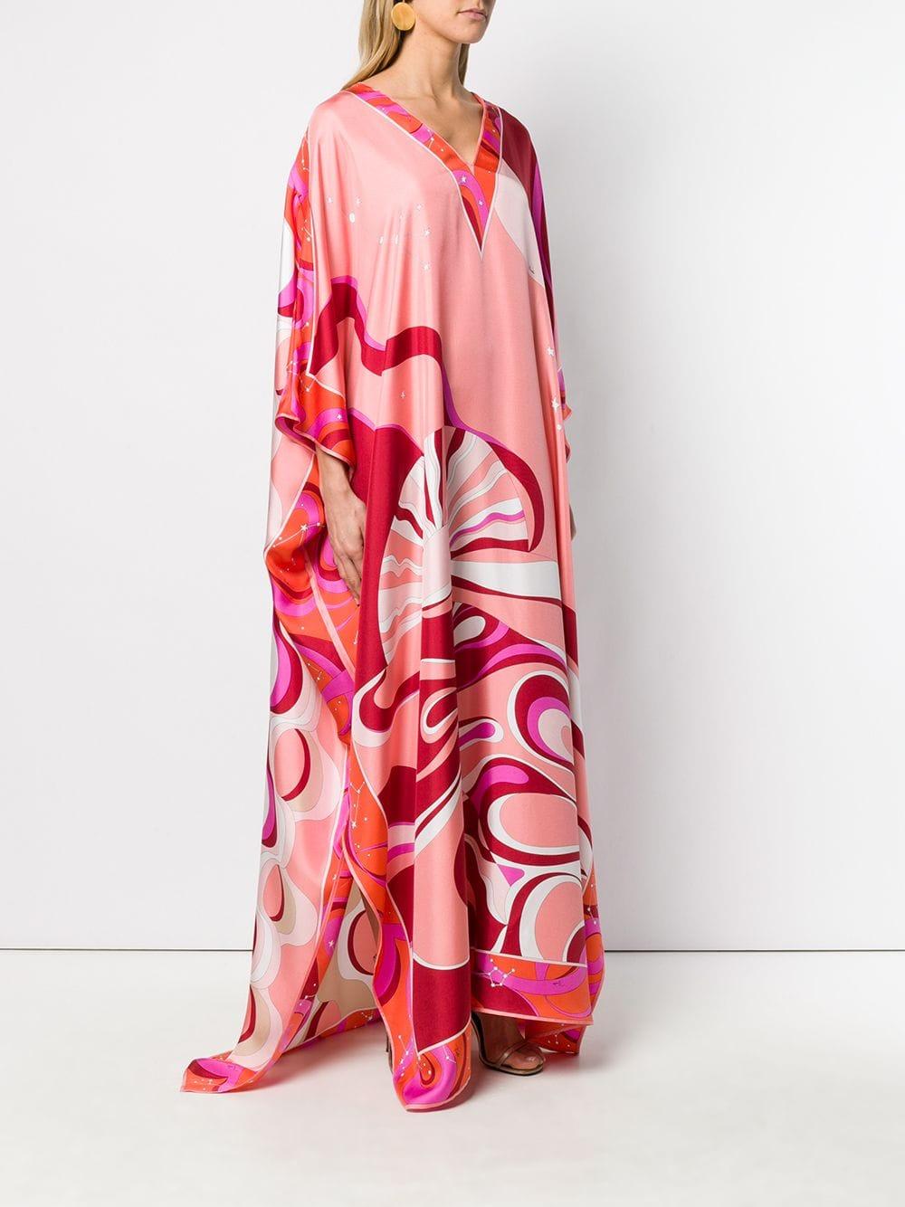 Emilio Pucci Copacabana Print Silk Kaftan Dress in Pink - Lyst