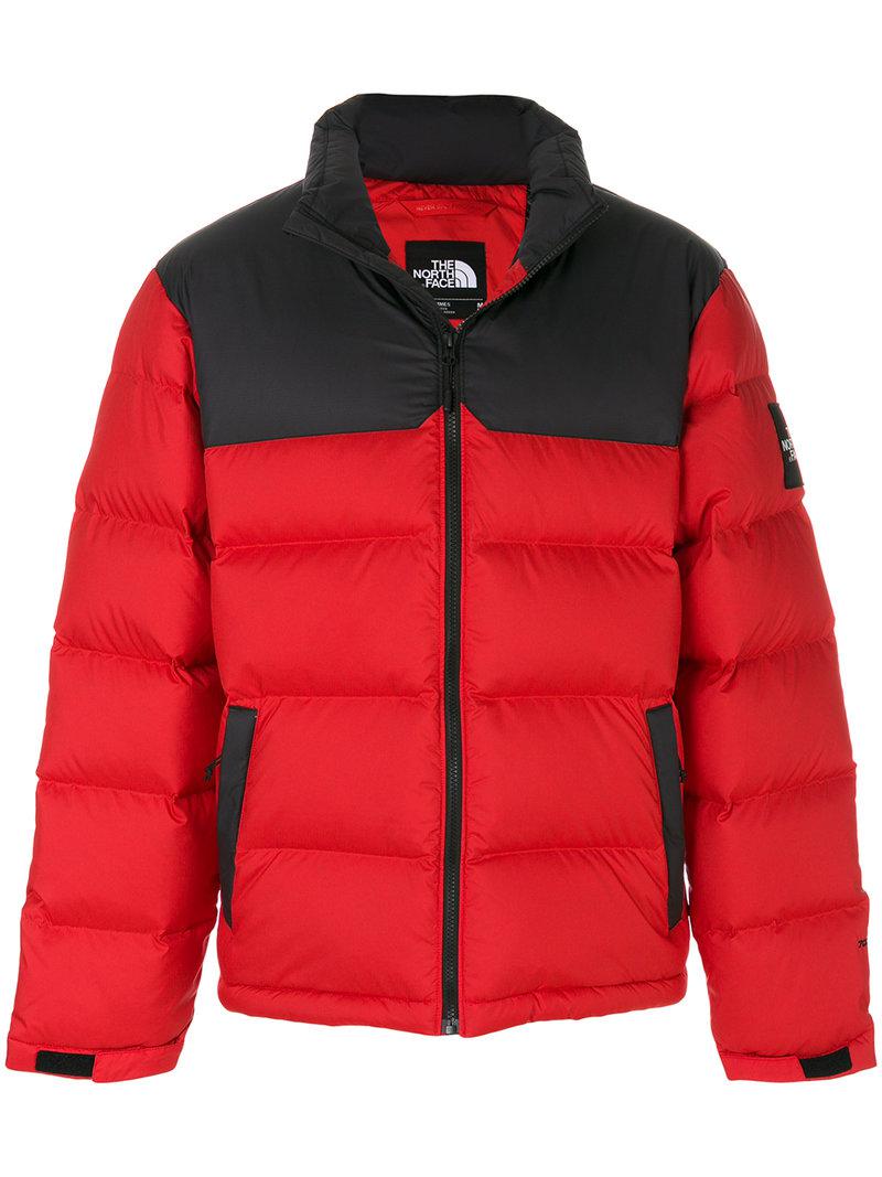 The North Face Synthetic Twotone Puffer Jacket in Red for Men Lyst