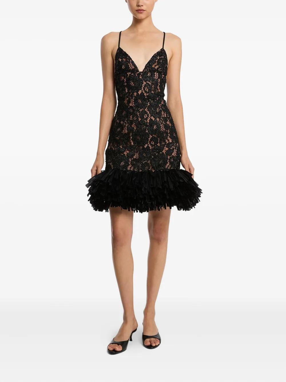 Michael Kors Floral-Embroidered Mini Dress in Black Lyst