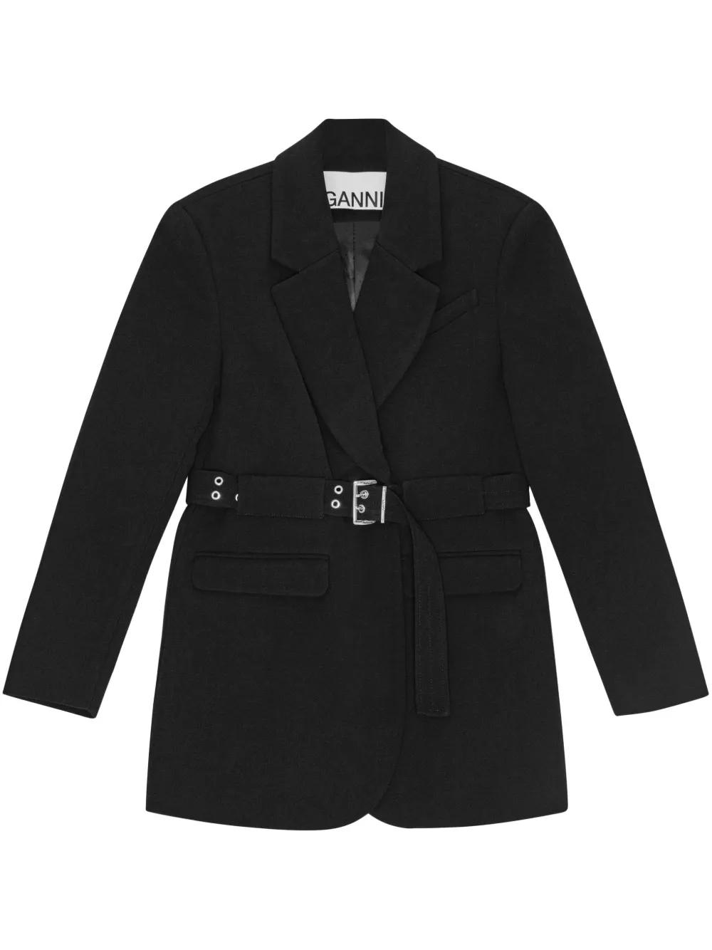【Ganni】ジャカードブレザー GANNI ジャカード ブレザー ベルト付き ストライプ | THE OUTNET