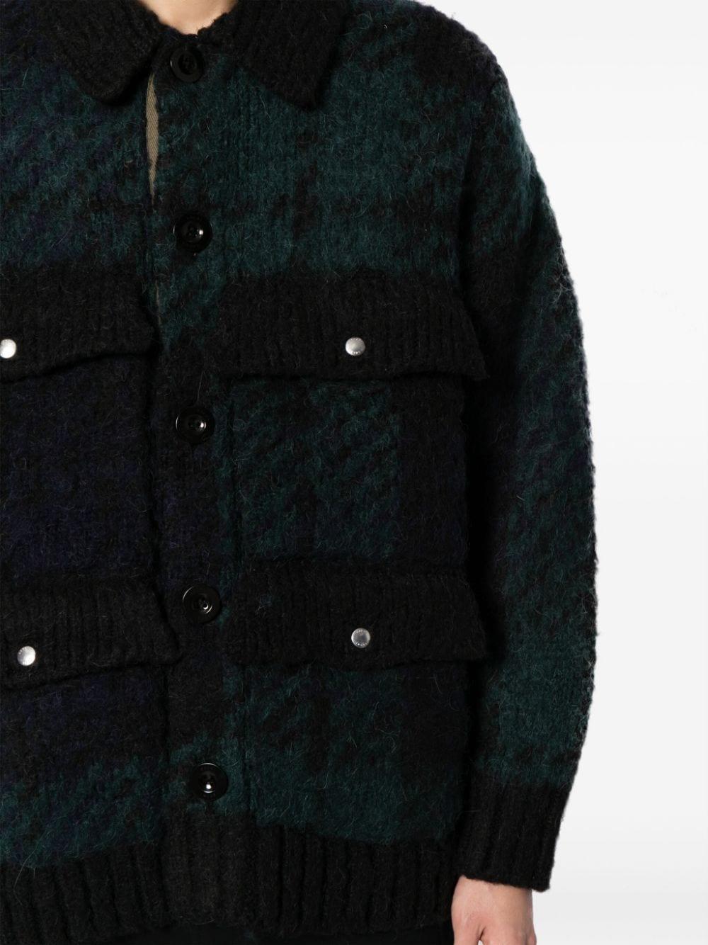 checked textured fleece shirt jacket