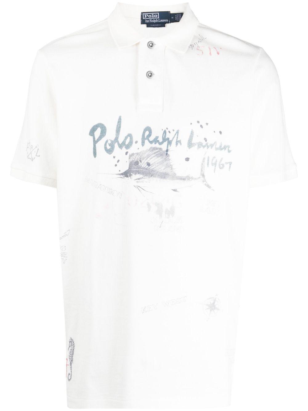 Polo Logo-print Polo Shirt in White for Men | Lyst