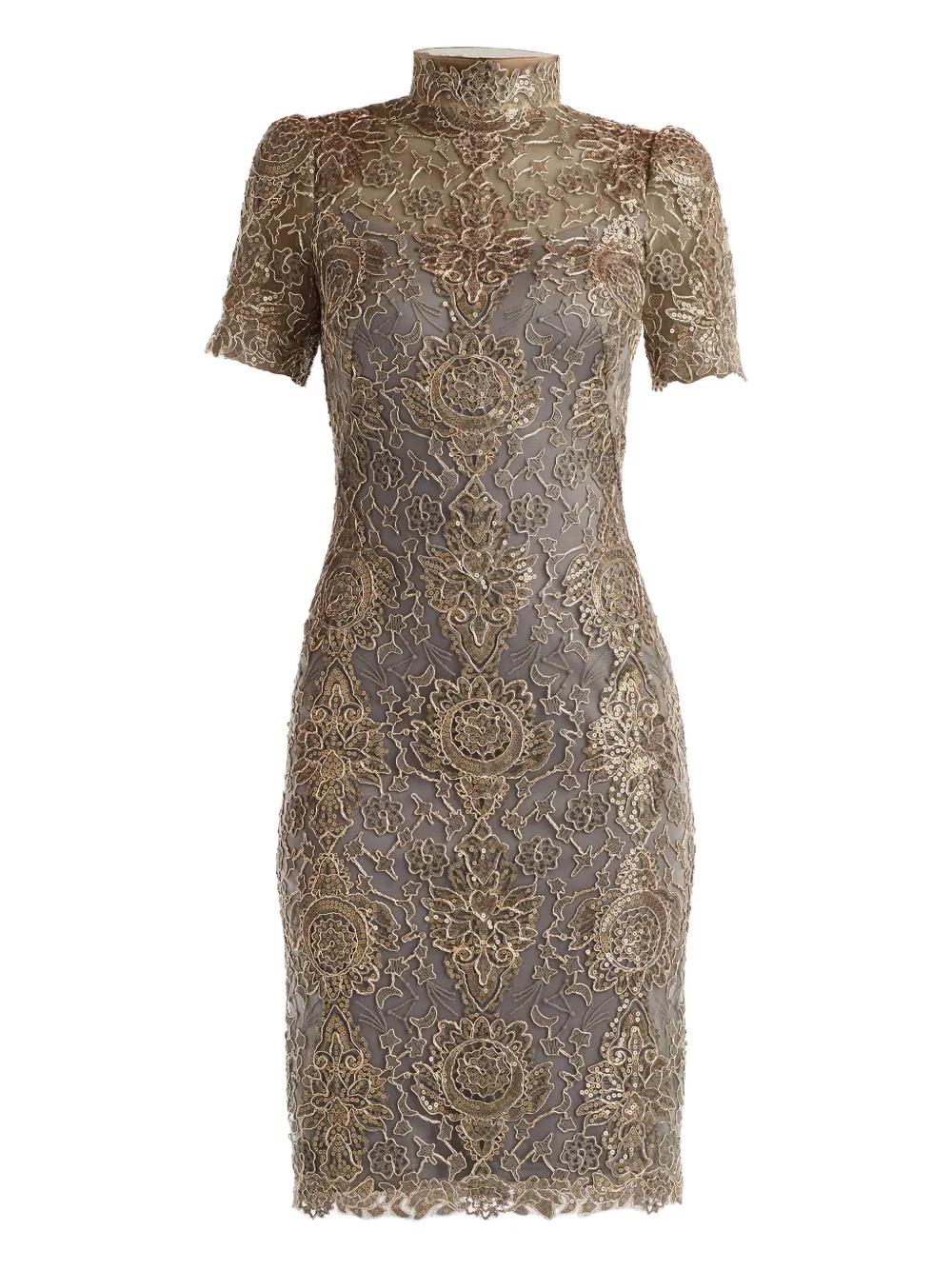sachin and babi light blue dress Tadashi Shoji Sequin Floral Embroidered Detail Sheath Cocktail Dress In  Black