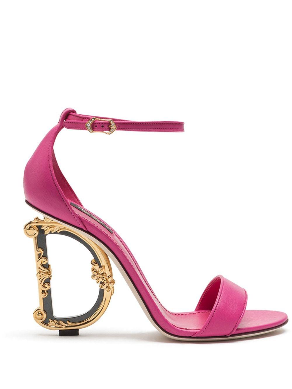 Dolce & Gabbana Leather 105 Mm Keira Baroque Logo Sandals in Pink ...