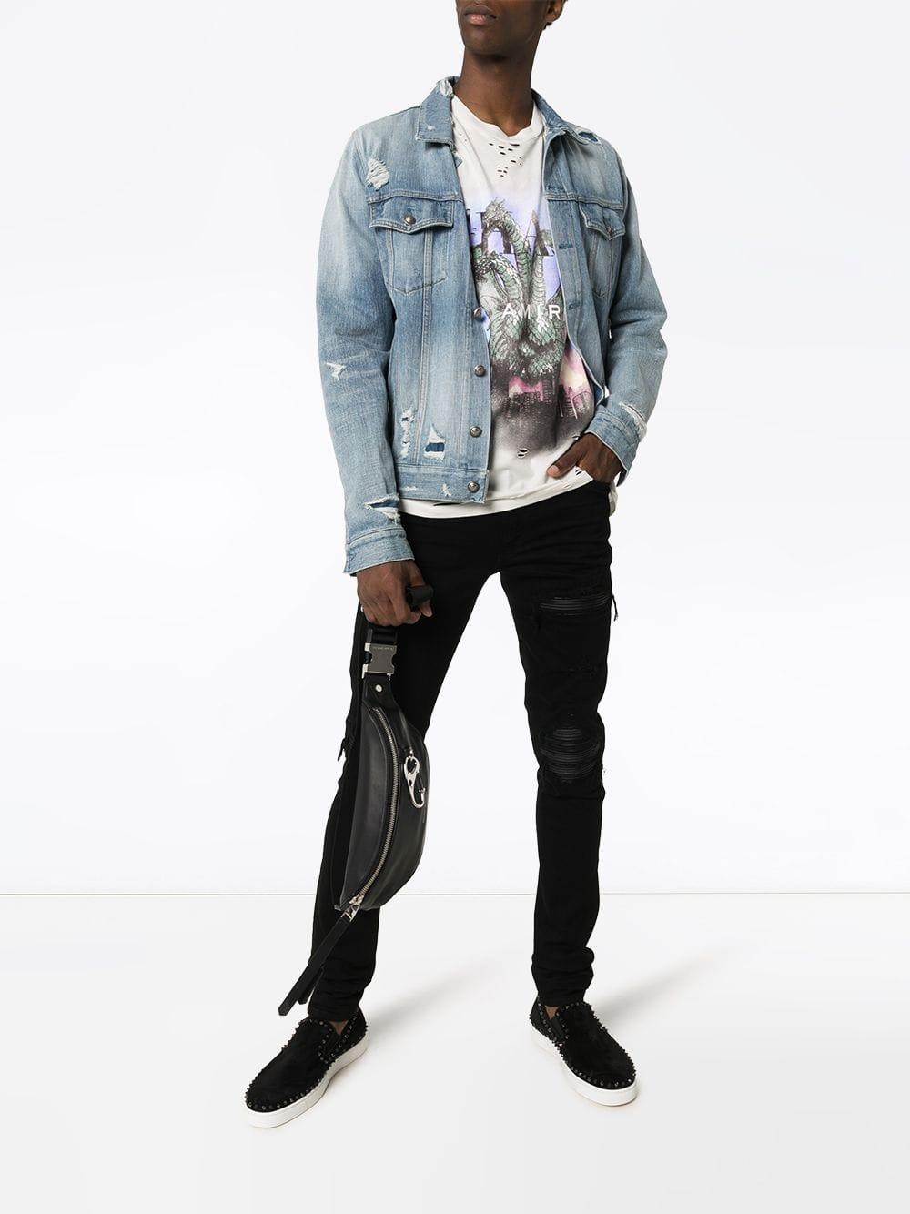 Amiri Cotton City Dragon Distressed T 