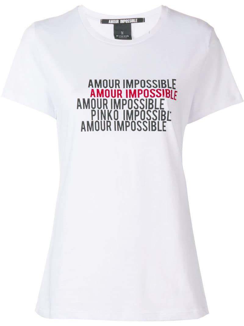 Pinko Amour Impossible T-shirt in White | Lyst