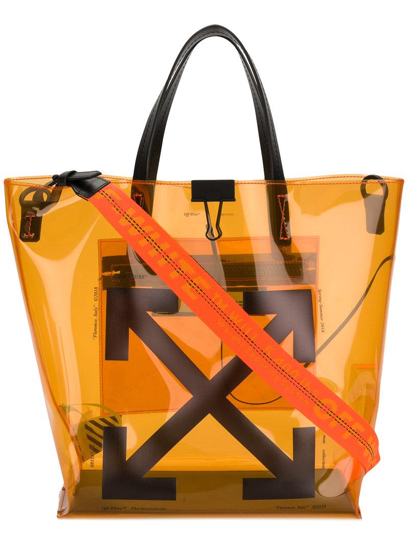 Off-White c/o Virgil Abloh Arrows Print Shopper Bag in Orange | Lyst