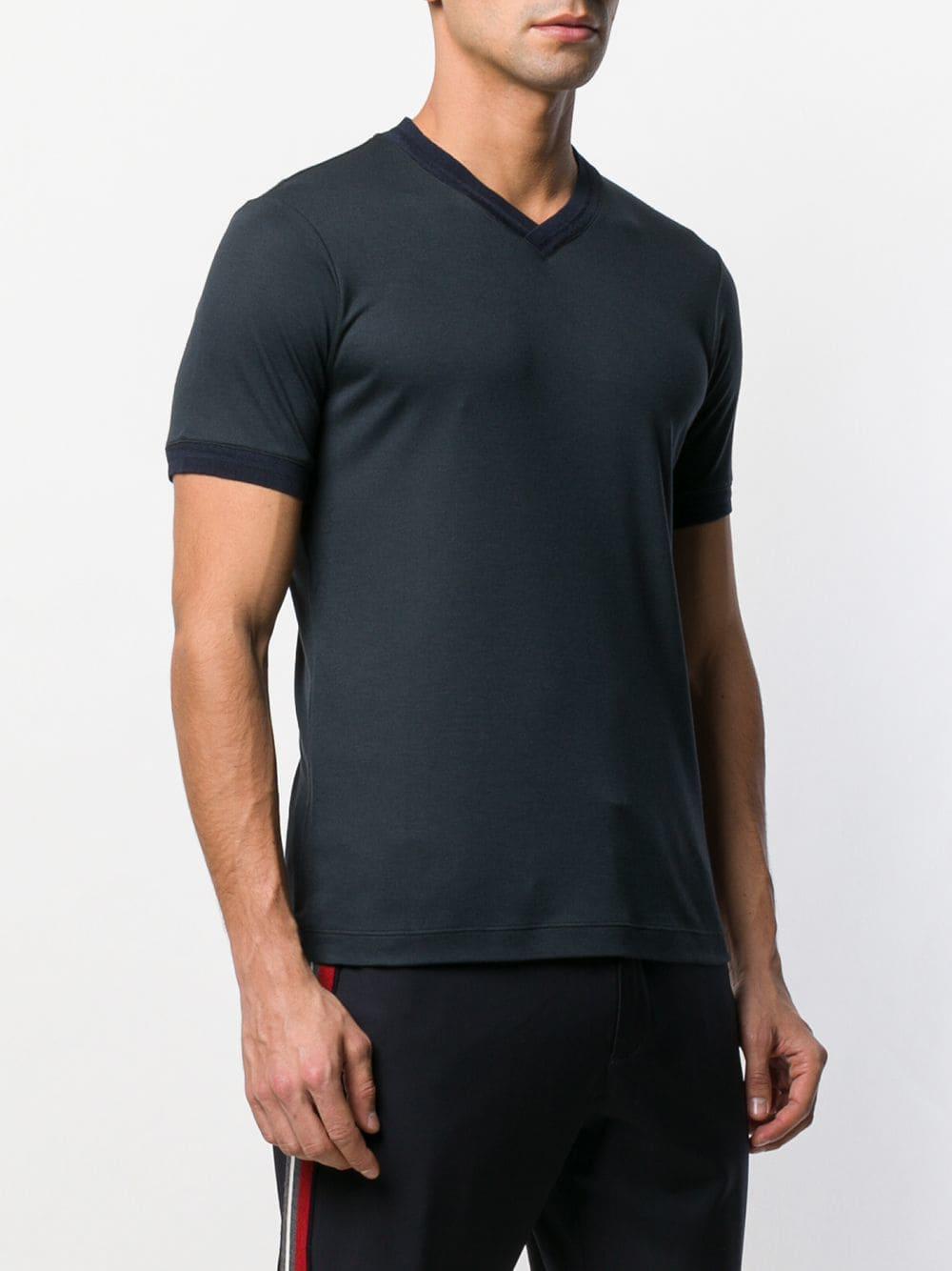 Armani Silk Vneck Tshirt in Blue for Men Lyst