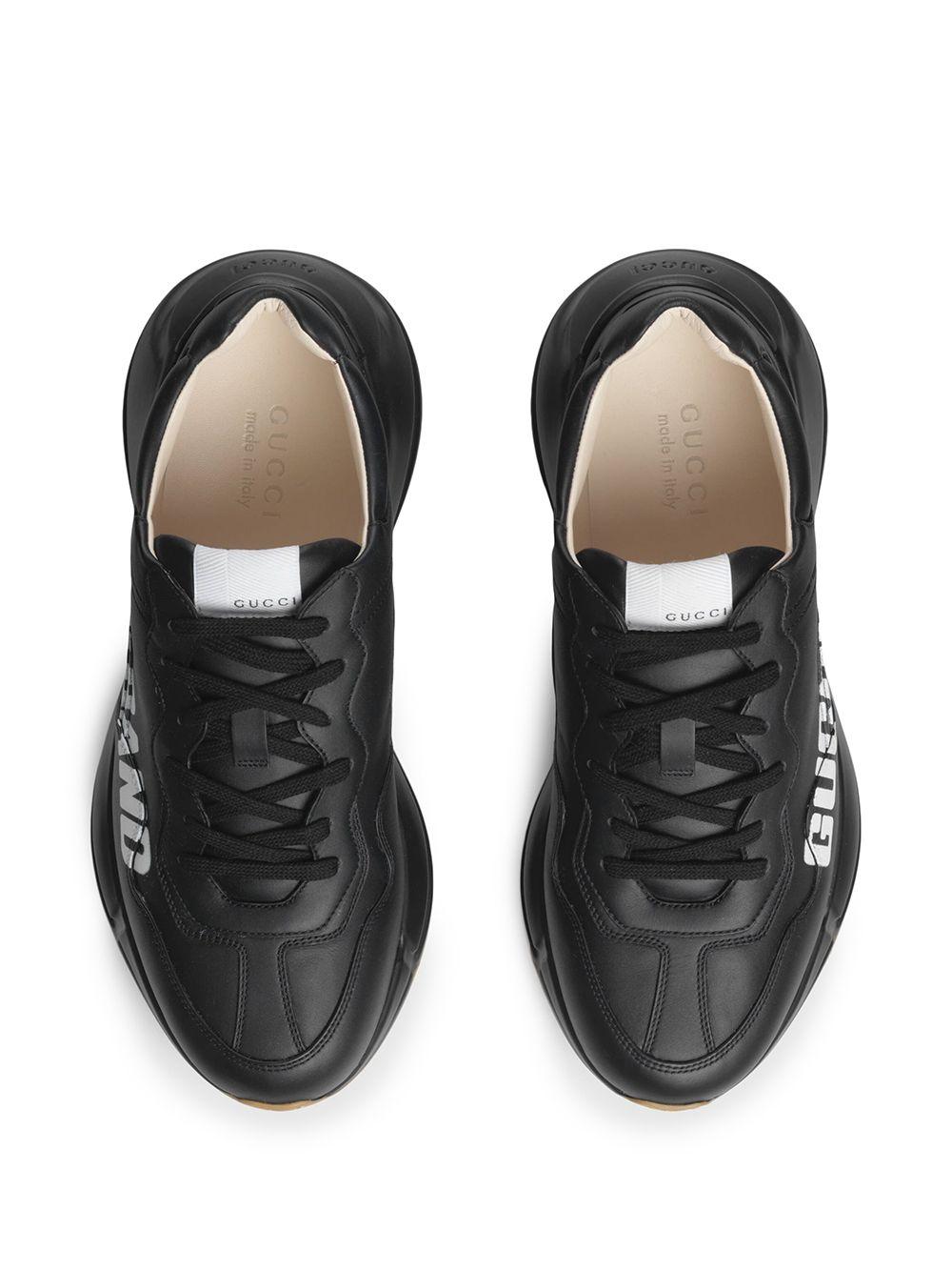 rhyton gucci logo leather sneaker black
