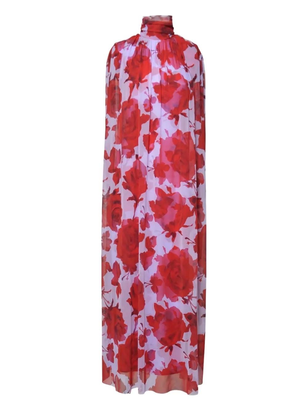 msgm red asymmetrical ruffle dress Asymmetric Scarf-Detail Midaxi Dress in True Red - 2