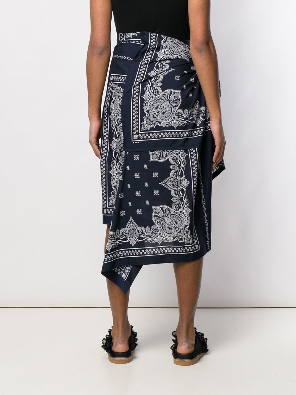 Sacai Bandana Wrap Skirt in Blue - Lyst