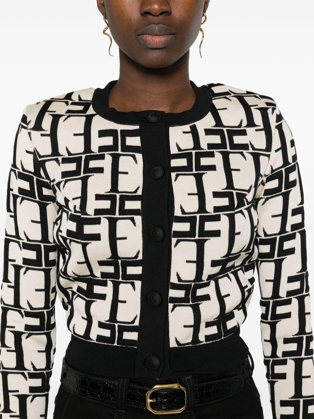 Elisabetta Franchi logo-jacquard cardigan - Black