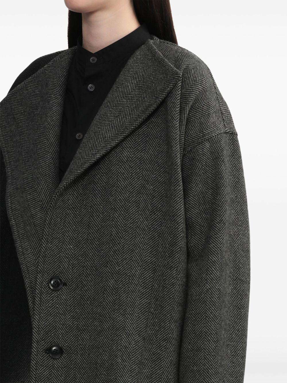 Y's Yohji Yamamoto レディース ブラック ヘリンボーン コート Y's Yohji Yamamoto レディース ブラック ヘリンボーン コート