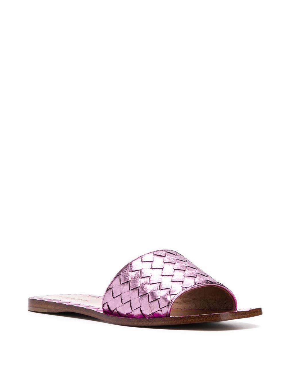 Bottega Veneta Women's Woven Slide Sandals in Pink | Lyst