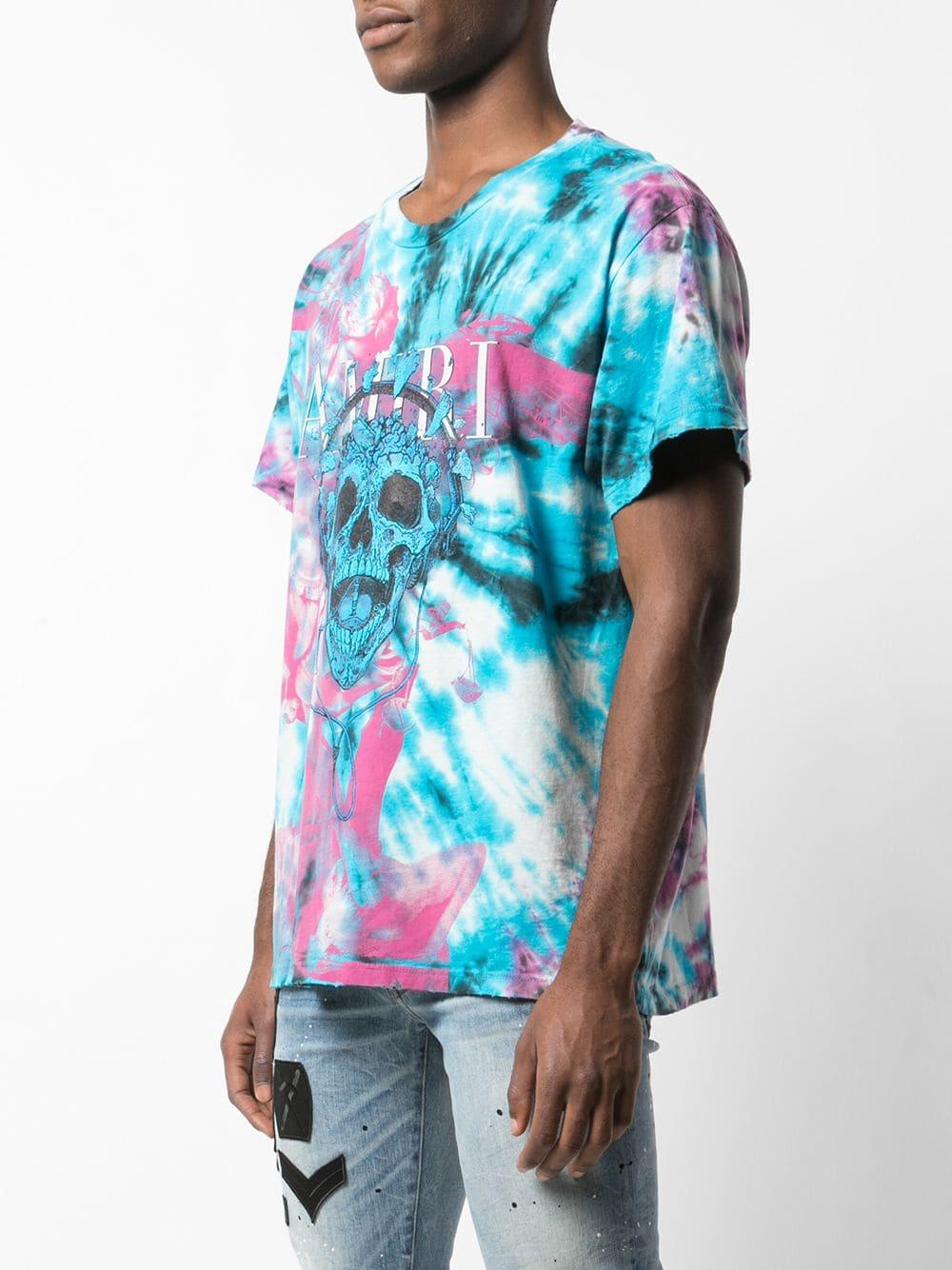 amiri tie dye skull t shirt