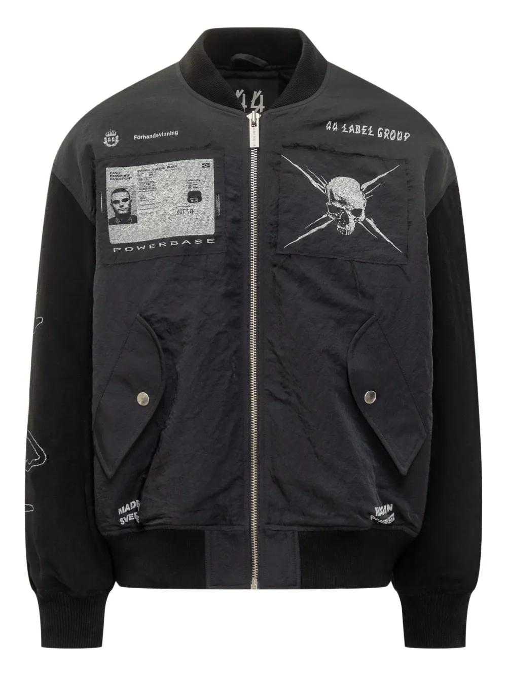 44 Label Group Logo-Motif Bomber Jacket in Black | Lyst