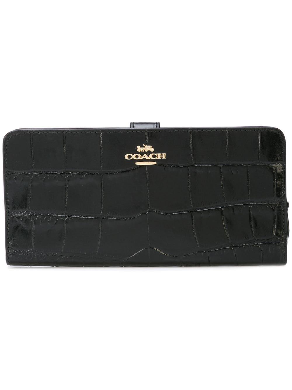 COACH Leather Skinny Wallet in Black - Lyst