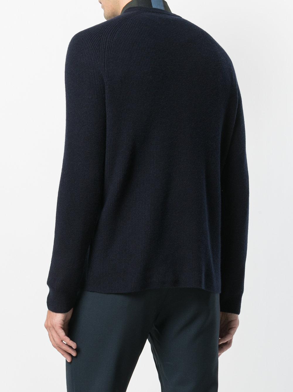 Theory Cashmere Ribbed Raglan Sweater in Blue for Men - Lyst