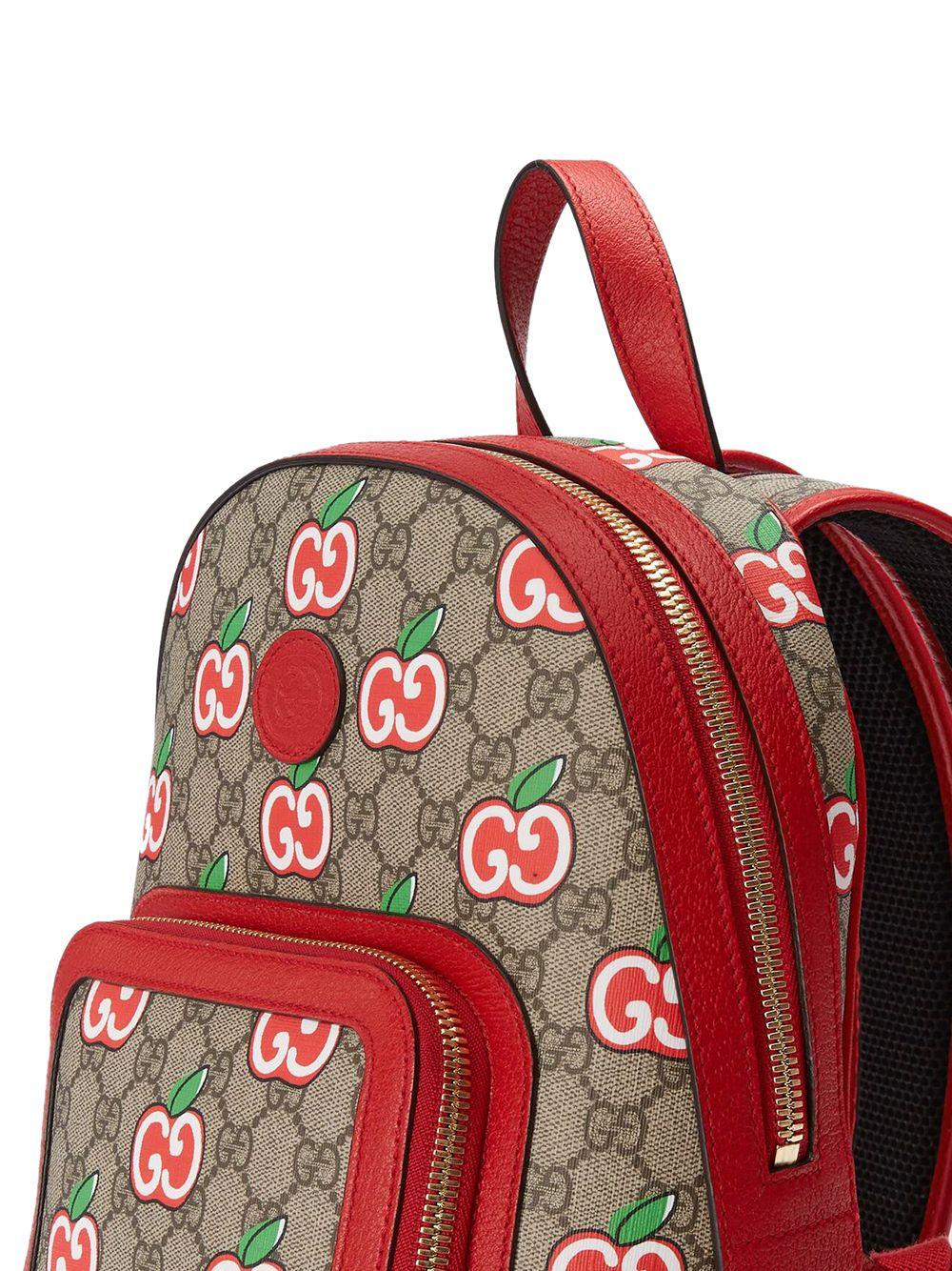 Gucci Canvas Small GG Apple Backpack in Red for Men | Lyst