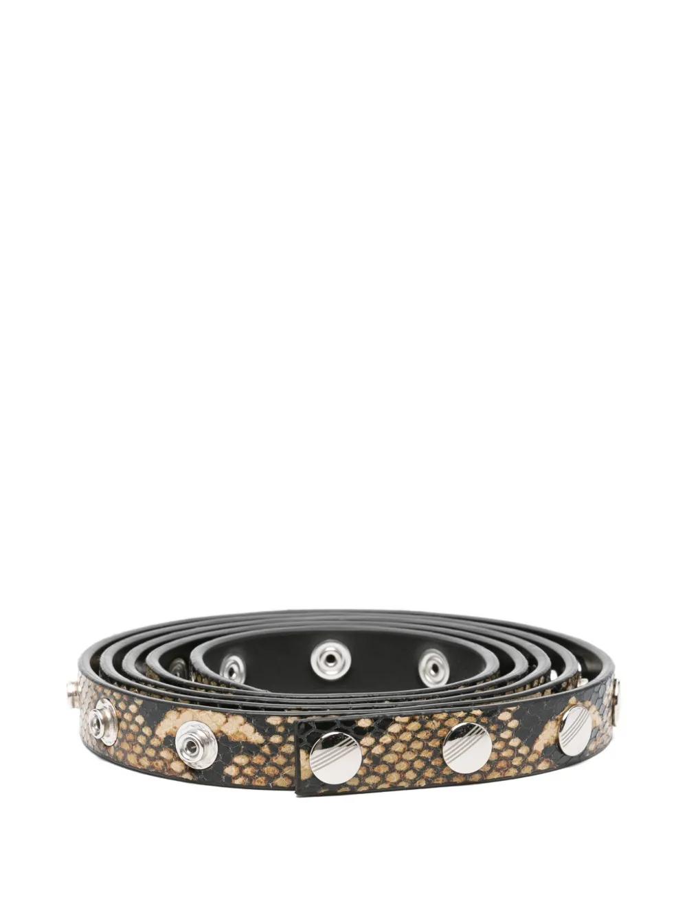 Tory Birch Black and Snakeskin Studded Belt Double Stud Studded Leather Belt Black Snakeskin — Lowlife main image 3
