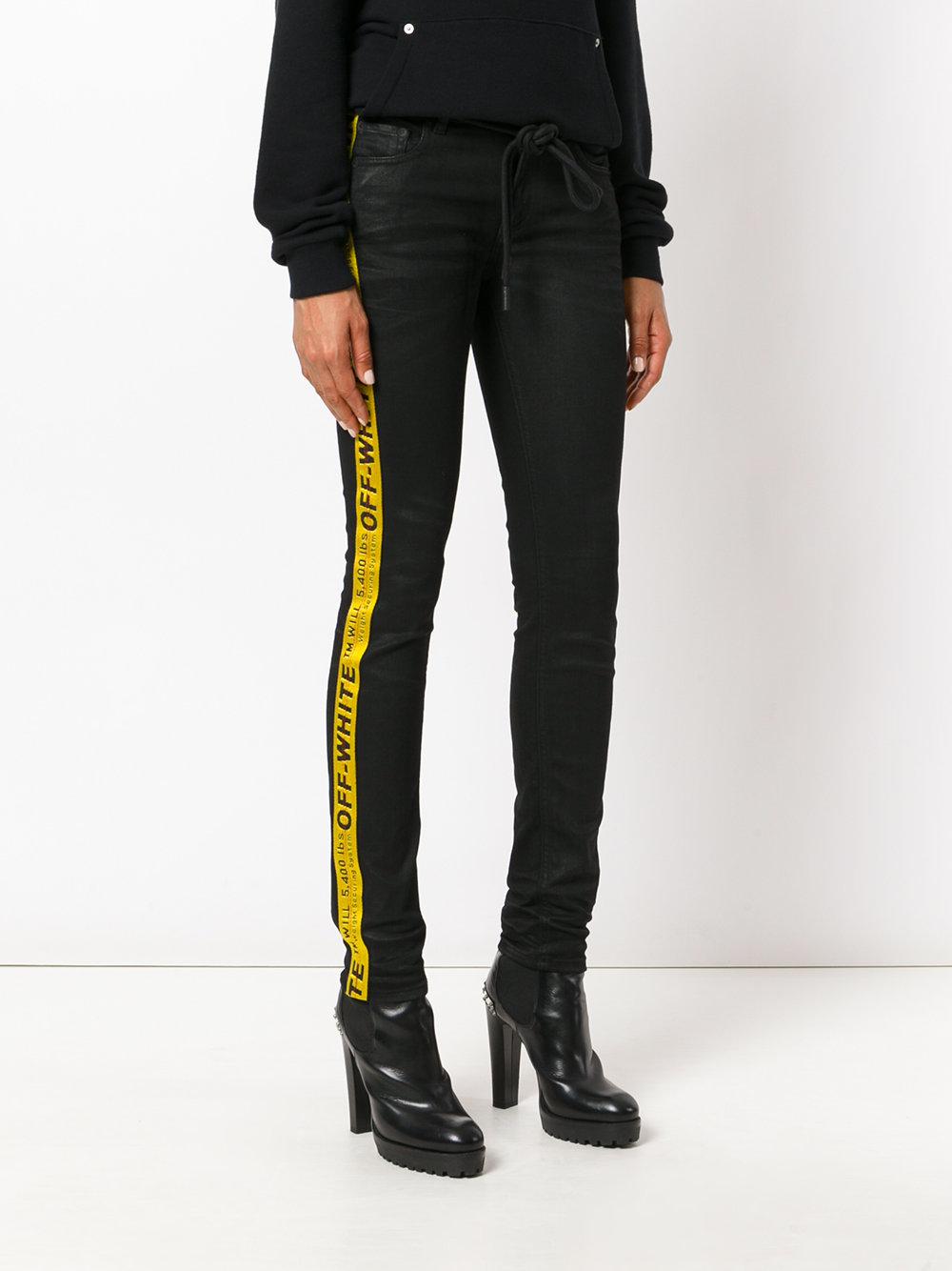 Off-White c/o Virgil Abloh Denim Side Stripe Slim-fit Jeans in Black - Lyst