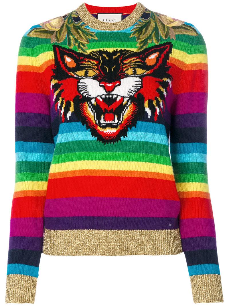 Gucci Rainbow Tiger Jumper - Lyst