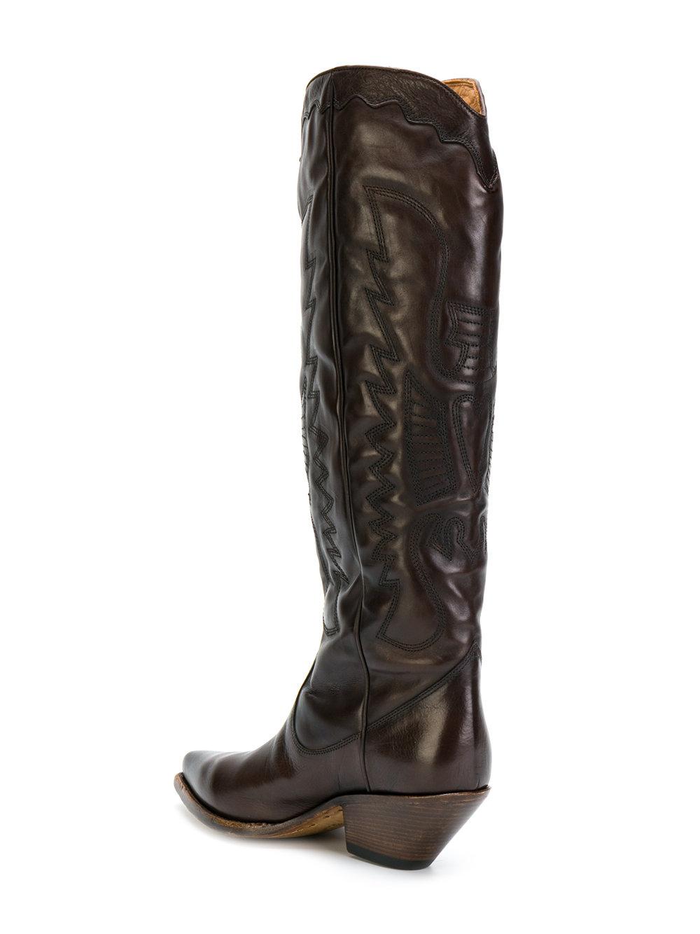 Buttero Leather Cowboy Boots in Brown - Lyst