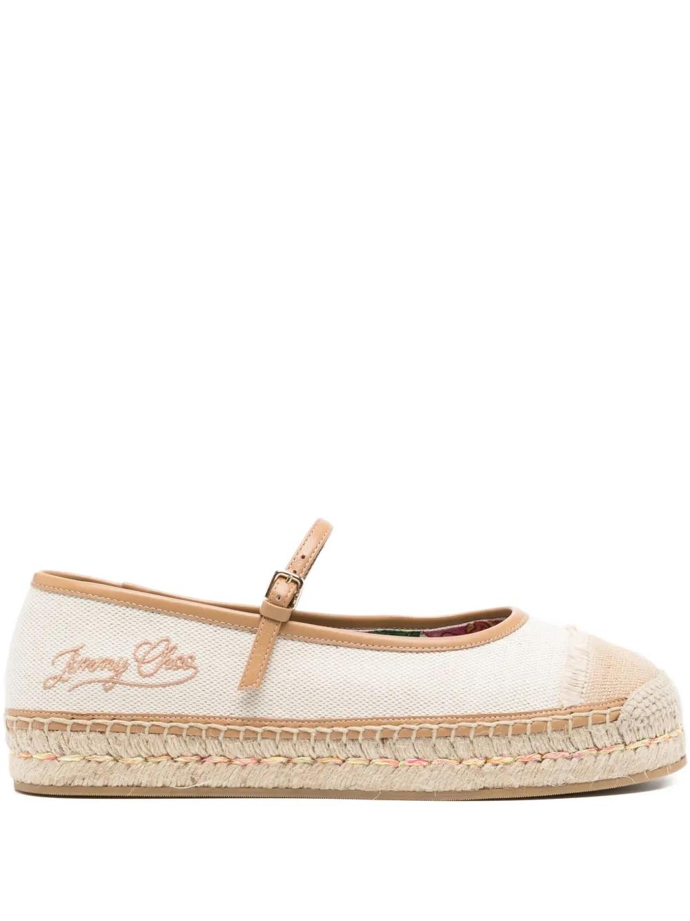Jimmy Choo★ESPADRILLAS JIMMY CHOO Amatuus 110 faux pearl-embellished leather wedge