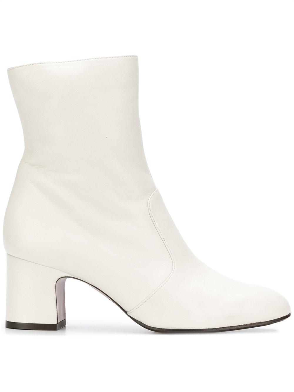 Chie Mihara Leather Naylon Low-heel Boots in White - Lyst