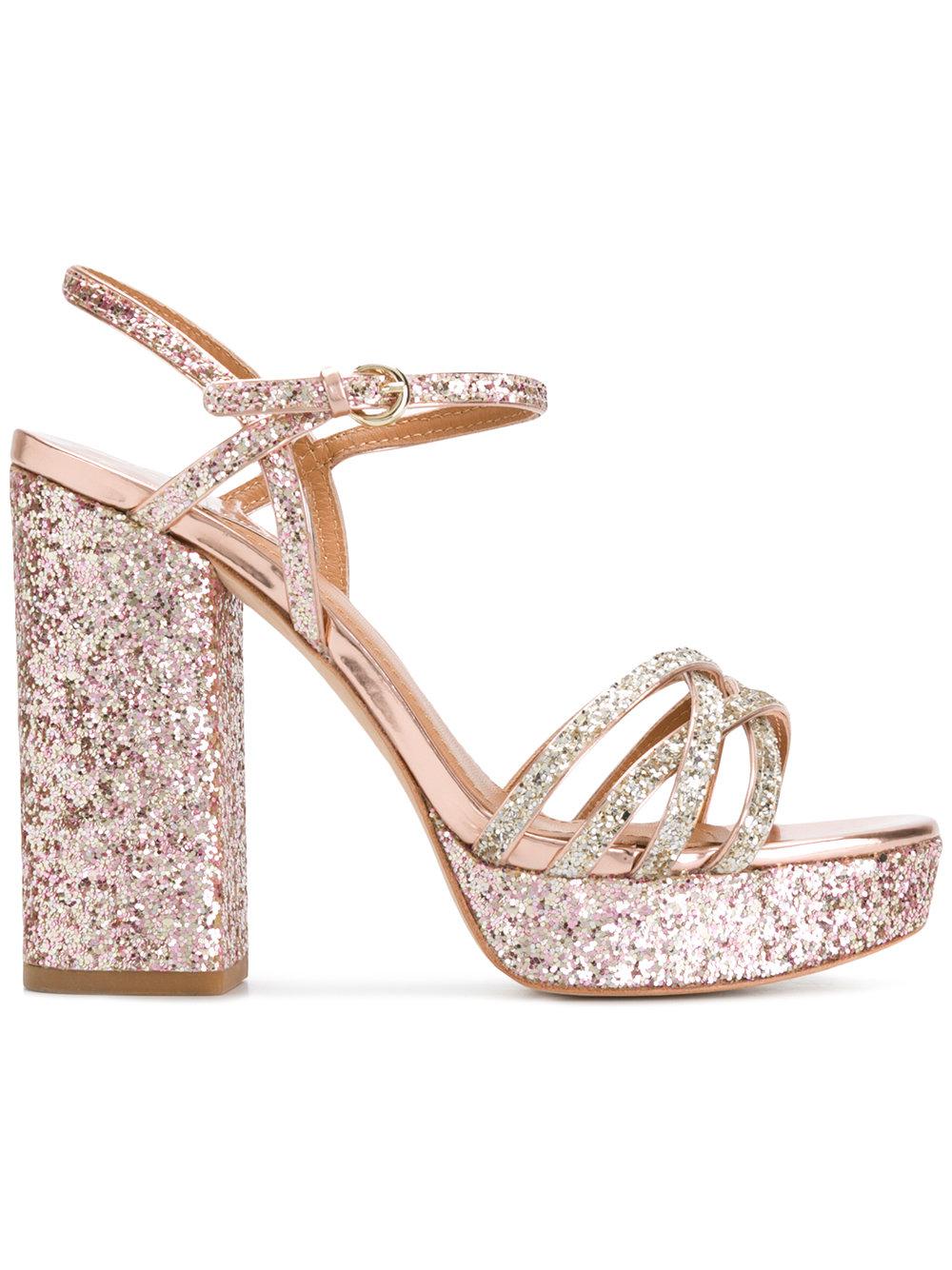 block heel glitter sandals