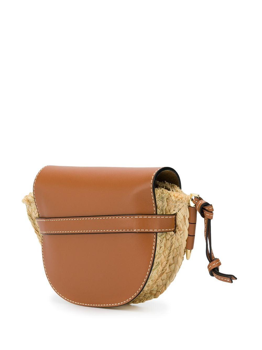 Loewe Leather Gate Straw Mini Bag in Brown Lyst