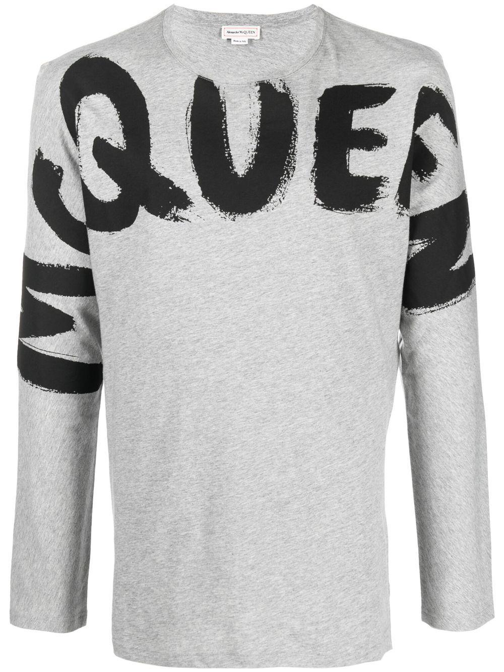 Alexander McQueen Cotton Graffiti Logo-print T-shirt in Grey (Grey) for Men  | Lyst Canada